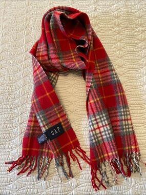 Vintage GAP Plaid Wool Scarf Made in Italy